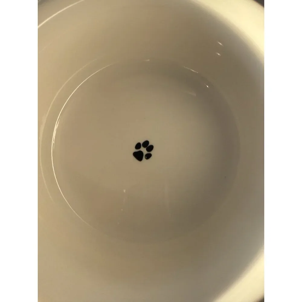 FIDO'S DINER White Live Love Bark  & Pawprint Dog Cat Pet Food Water Bowl - Picture 4 of 6